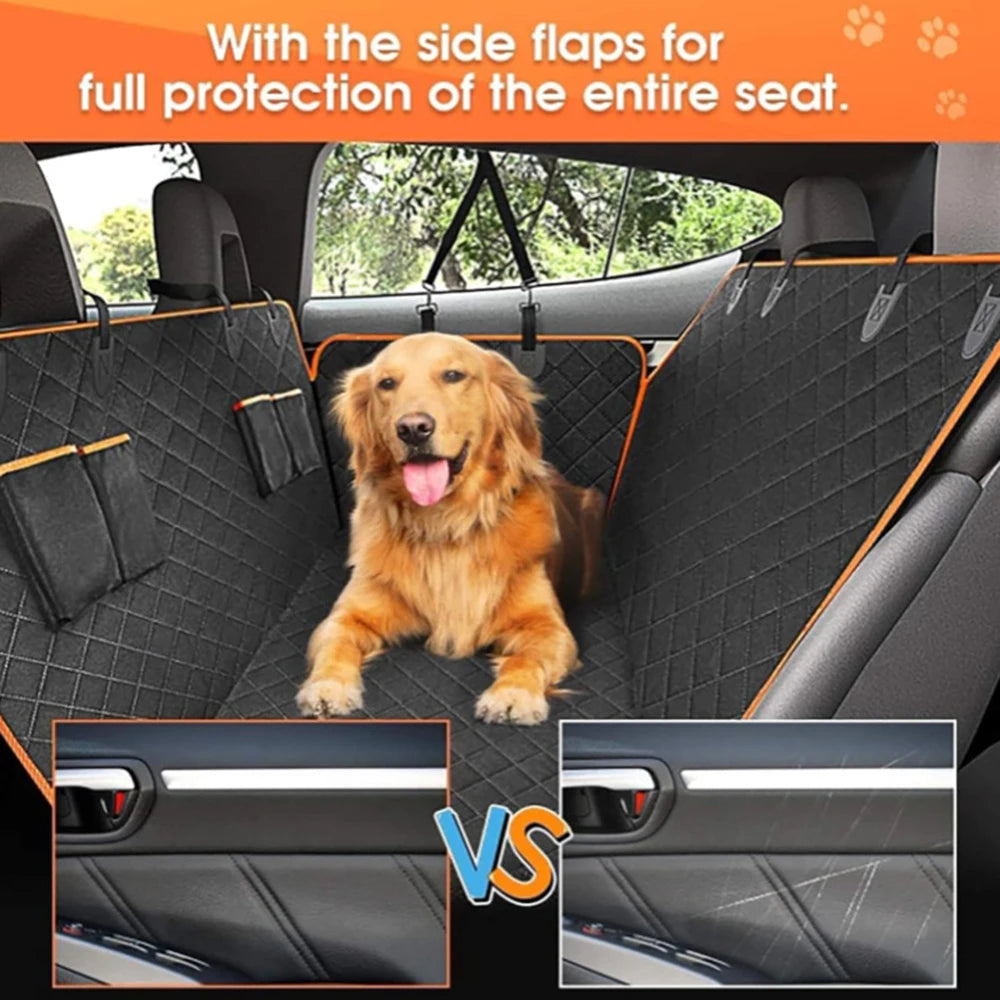 1PC Dog Car Seat Cover Suitable for Rear Seats, Waterproof Seat Protector, Scratch Resistant Pet Car Pad, Black Orange