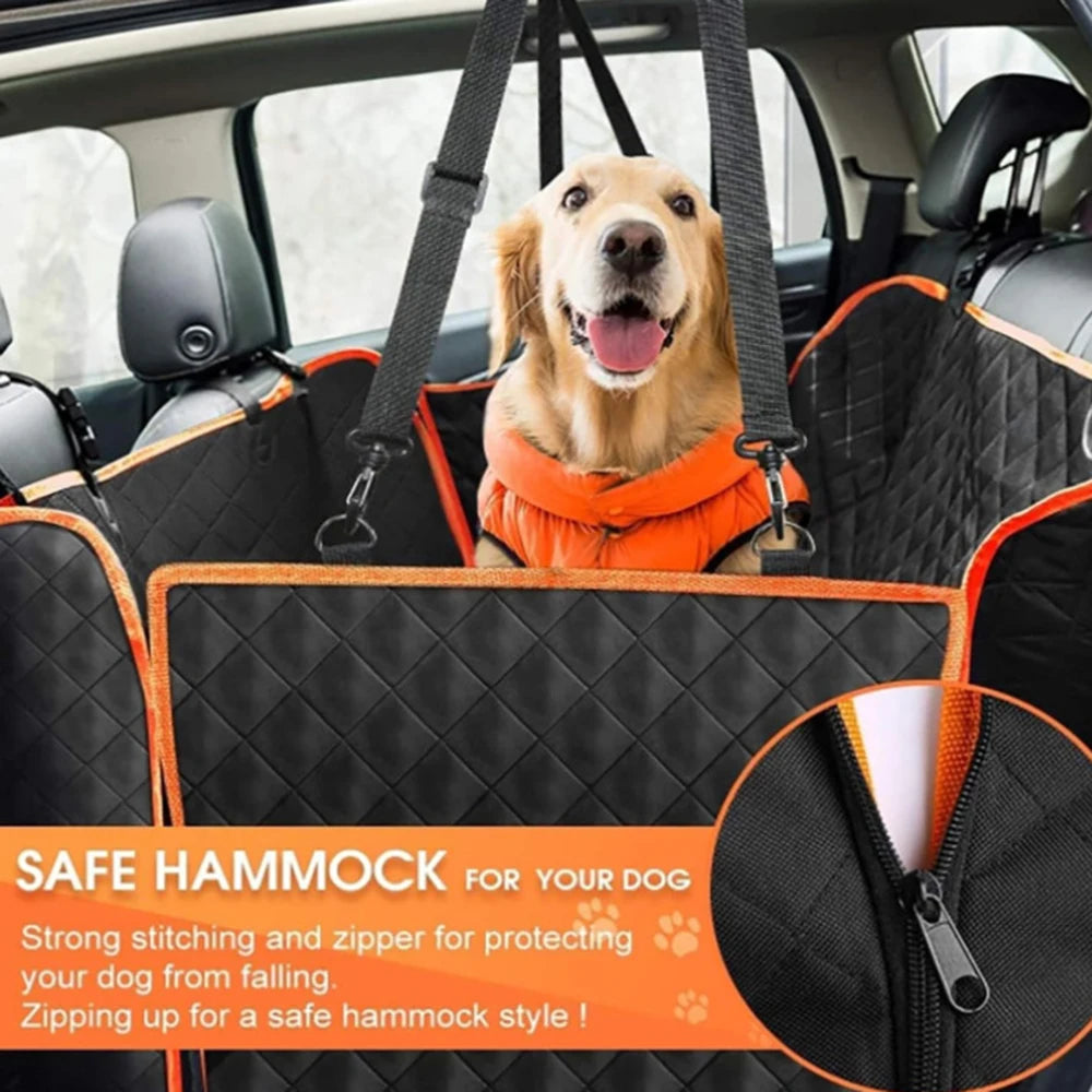 1PC Dog Car Seat Cover Suitable for Rear Seats, Waterproof Seat Protector, Scratch Resistant Pet Car Pad, Black Orange